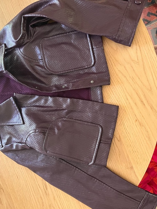 & Other Stories Jackets & Blazers - & Other Stories Plum Shimmery Leather Jacket